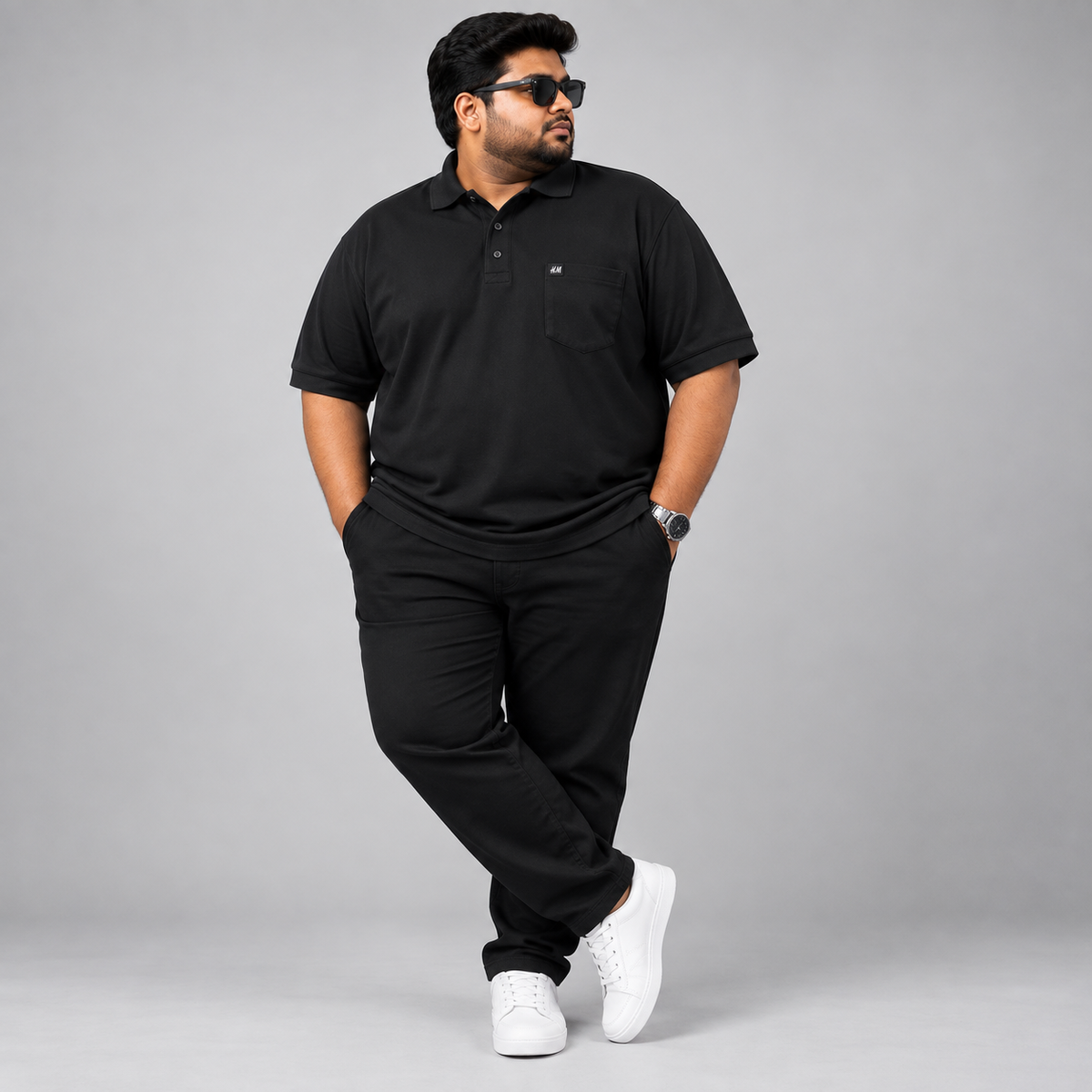 Plus Size Polo T-Shirt Black 2583