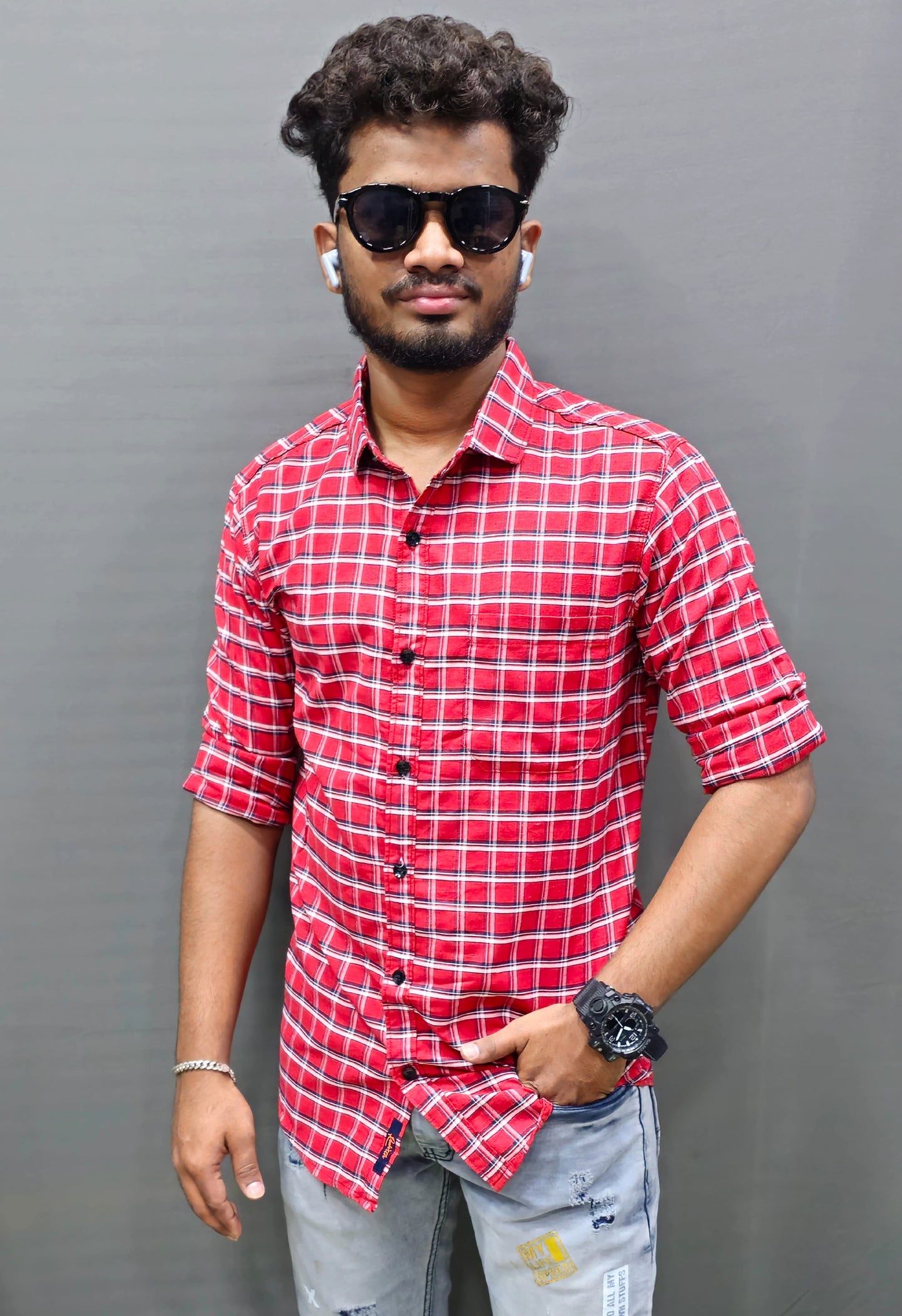 Cotton checked shirt