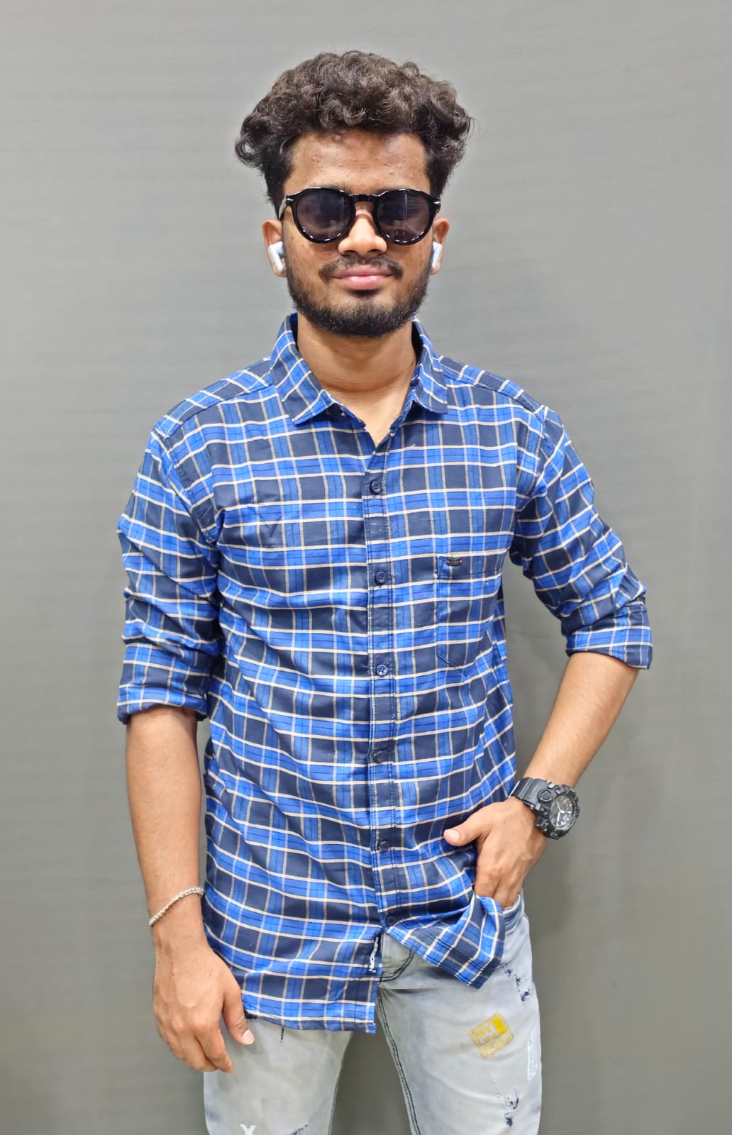 Cotton checked shirt