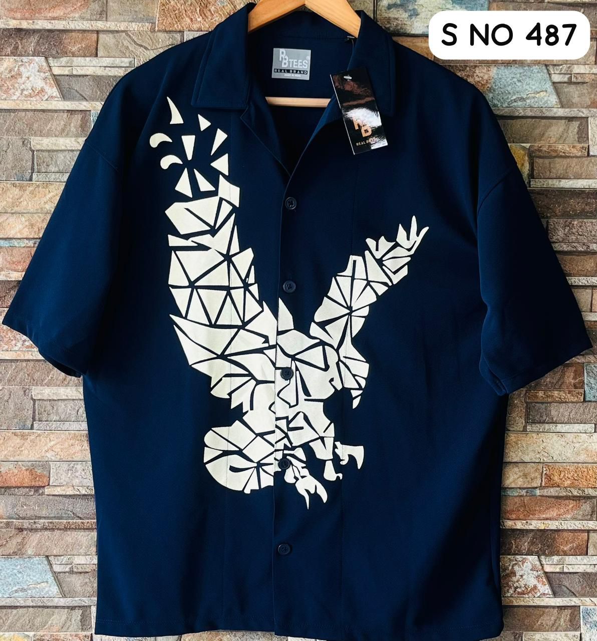 Down Shoulder Eagle Printed Shirt