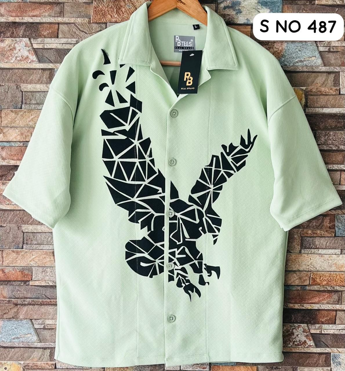 Down Shoulder Eagle Printed Shirt