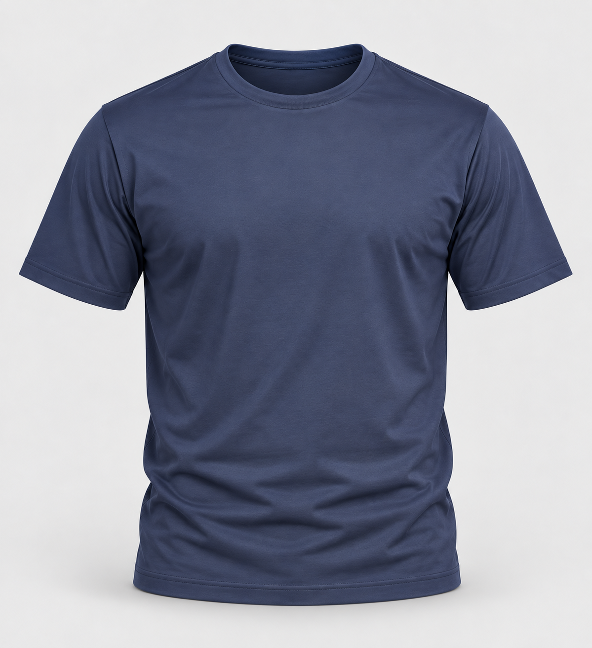 Plain Round Neck T-Shirt - Slate Blue - 3D product front, without supplier labels or tags