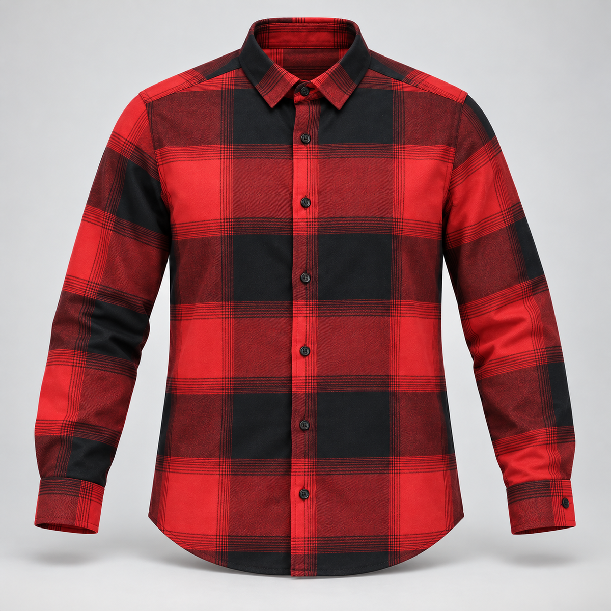 Large Check Full Sleeve Shirt - Red Black - 3D product front, without supplier labels or tags