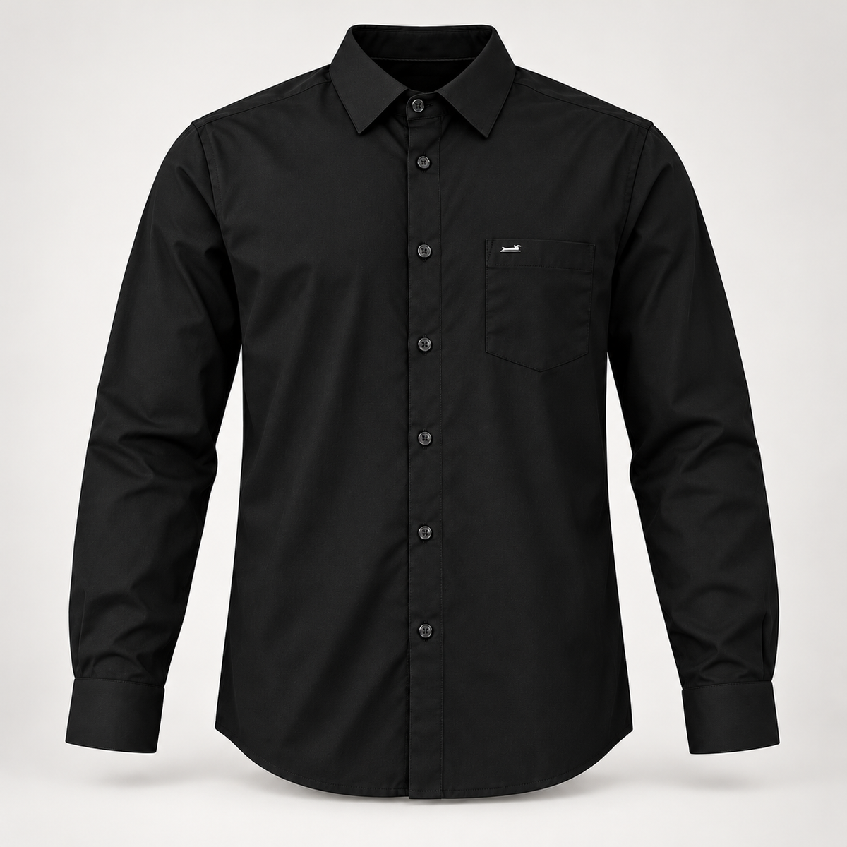Plain black full sleeve pocket shirt - clean dimensional product front