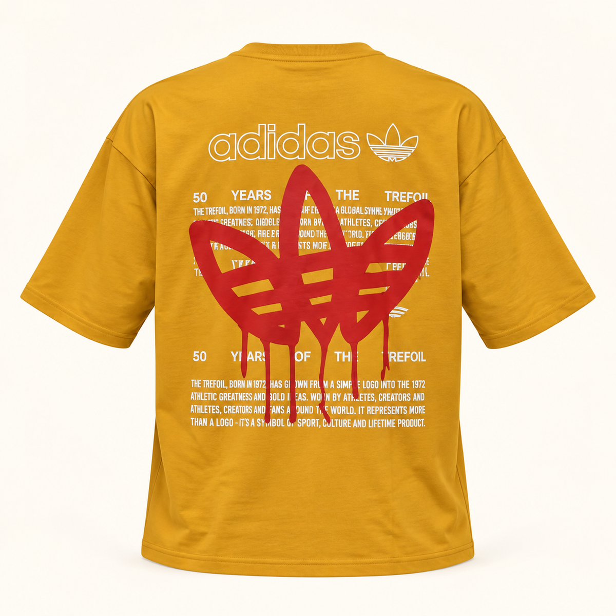 Front and Back Graphic Drop Shoulder T-Shirt - Yellow — product back