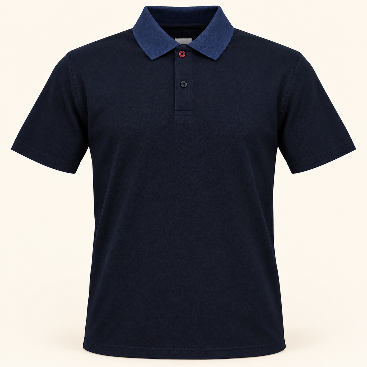Contrast Collar Polo T-Shirt - Navy Blue — product front