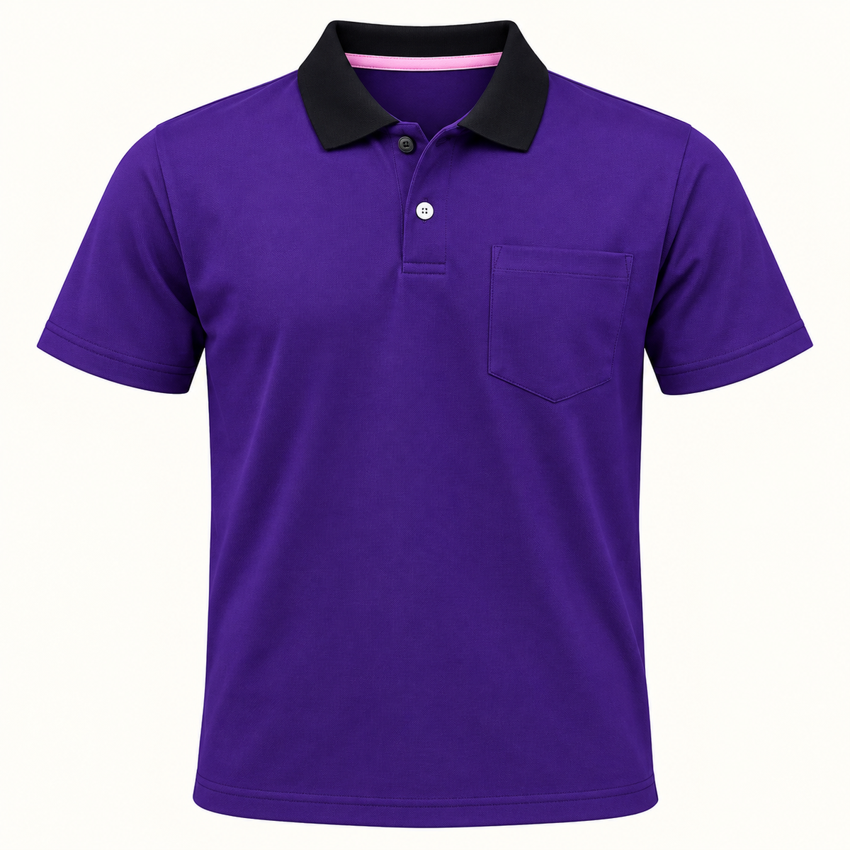 Contrast Collar Pocket Polo T-Shirt - Purple — product front