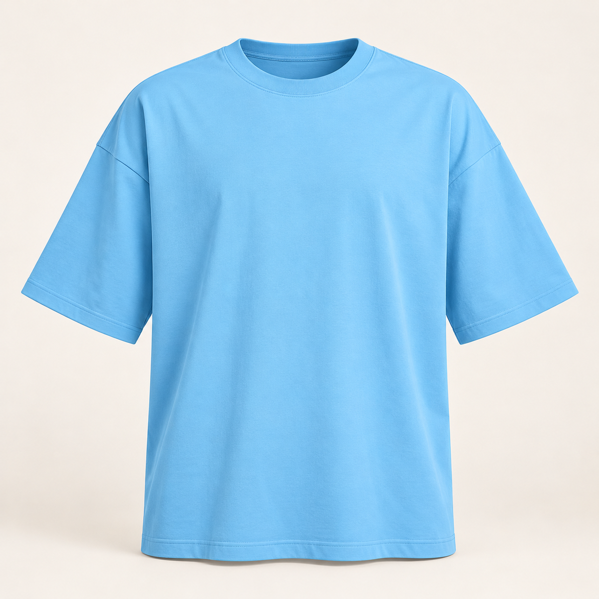 Plain Drop Shoulder T-Shirt - Light Blue - product front