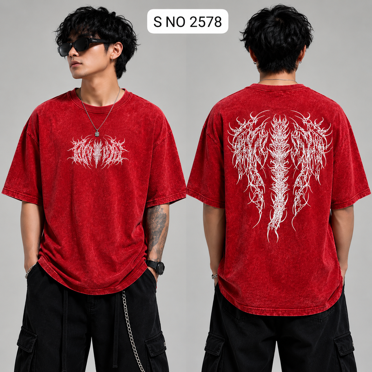 Back Born oversized T-shirt Red front and back