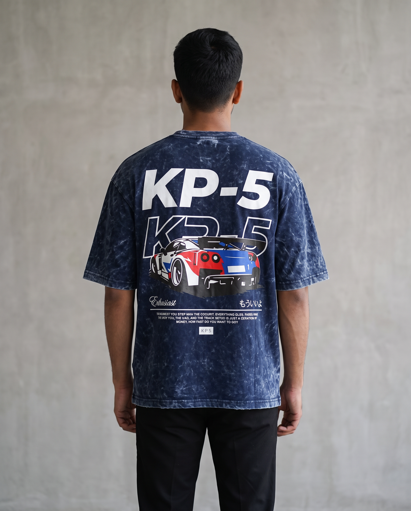 KP-5 oversized acid wash tee navy back
