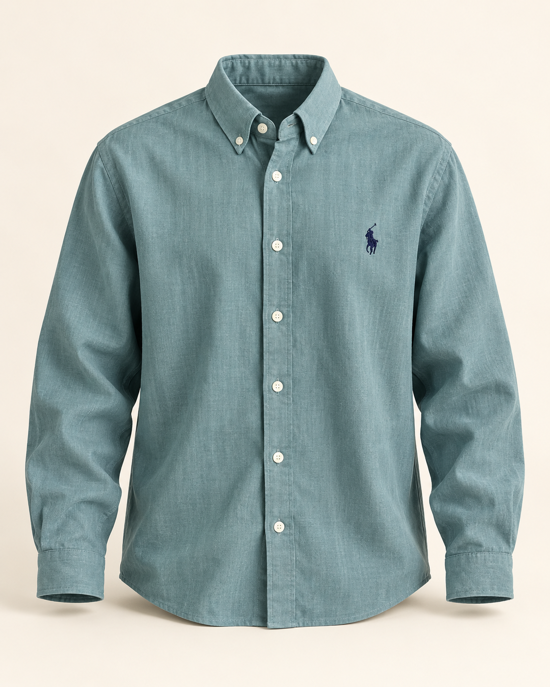 Muted Aqua Lyocell Linen Boxy Shirt — product view