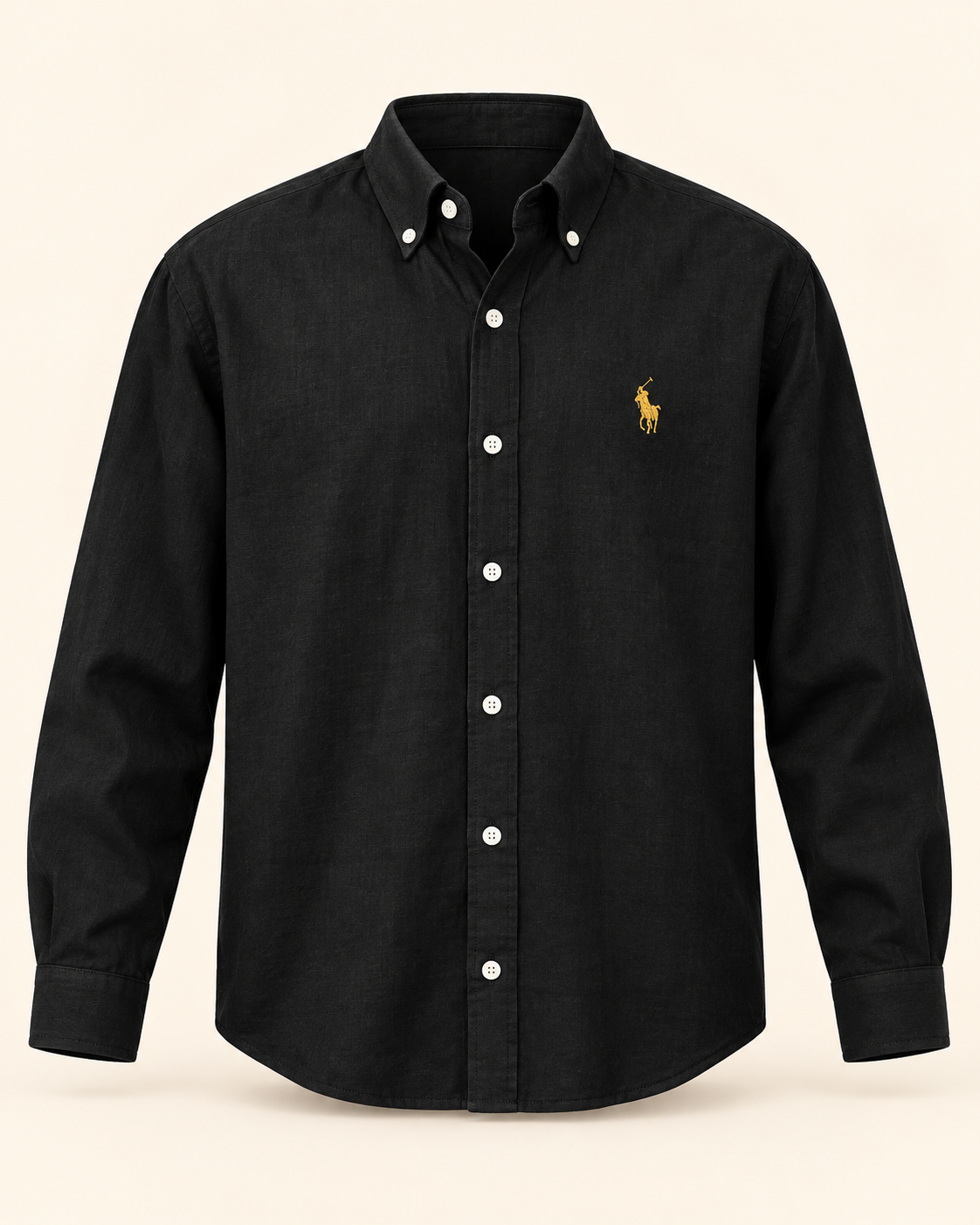 Black lyocell linen boxy-fit shirt — product view