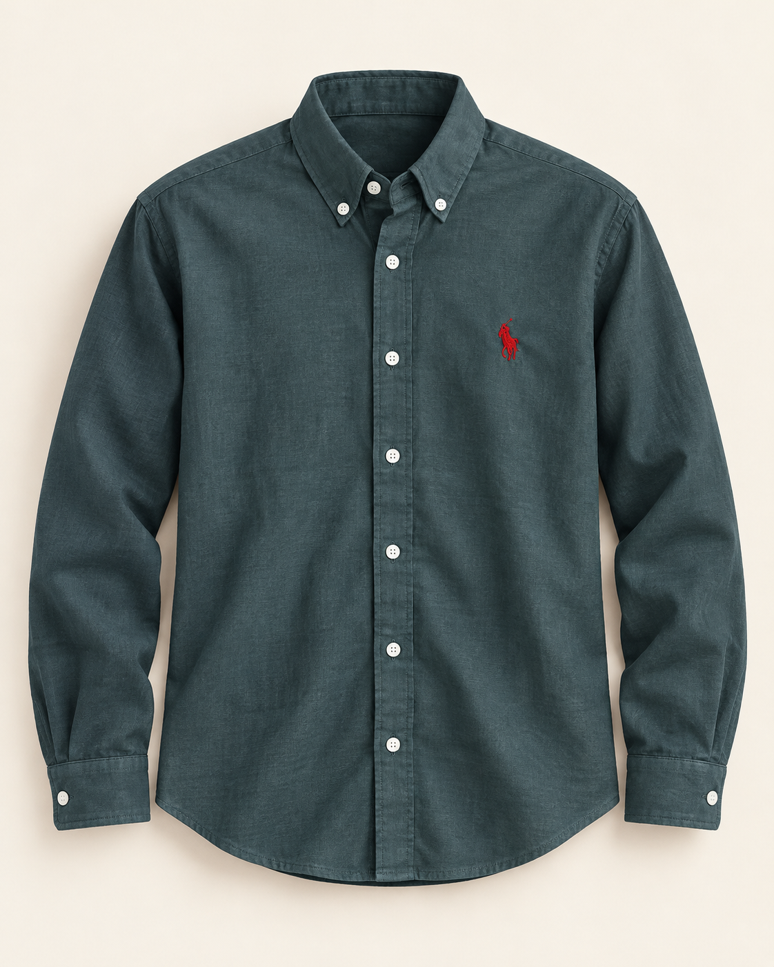 Forest Green lyocell linen boxy shirt — product front view