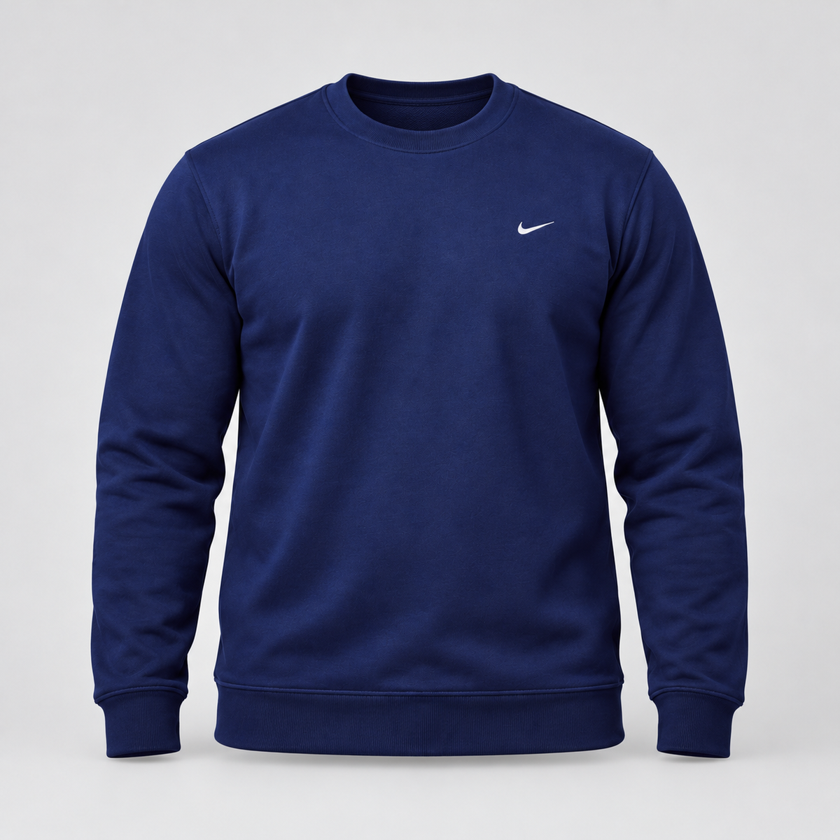 Small Chest Emblem Crew Neck Sweatshirt - Navy Blue - product-only front view