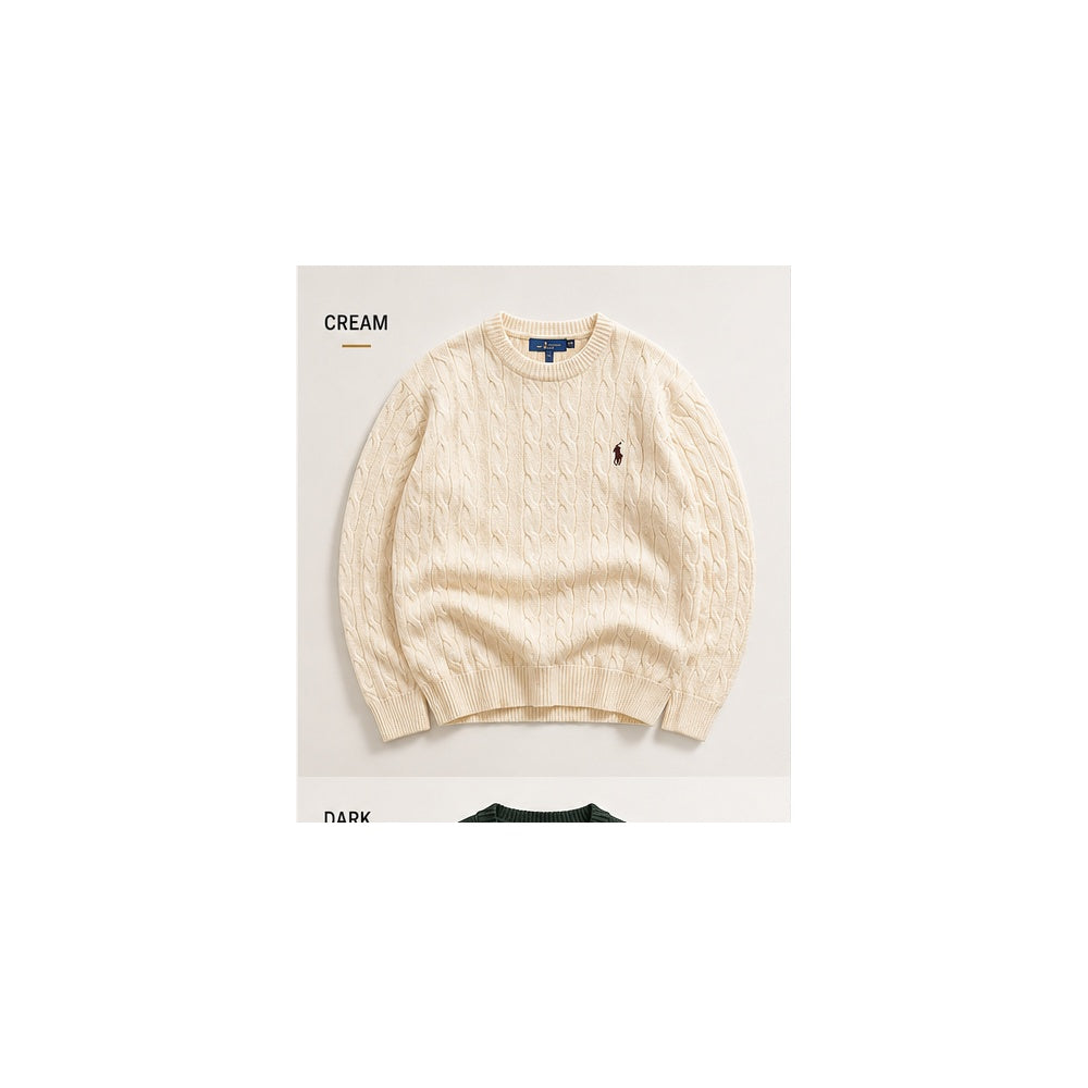 RL Polo cream premium heavy cable knit winter pullover 2026
