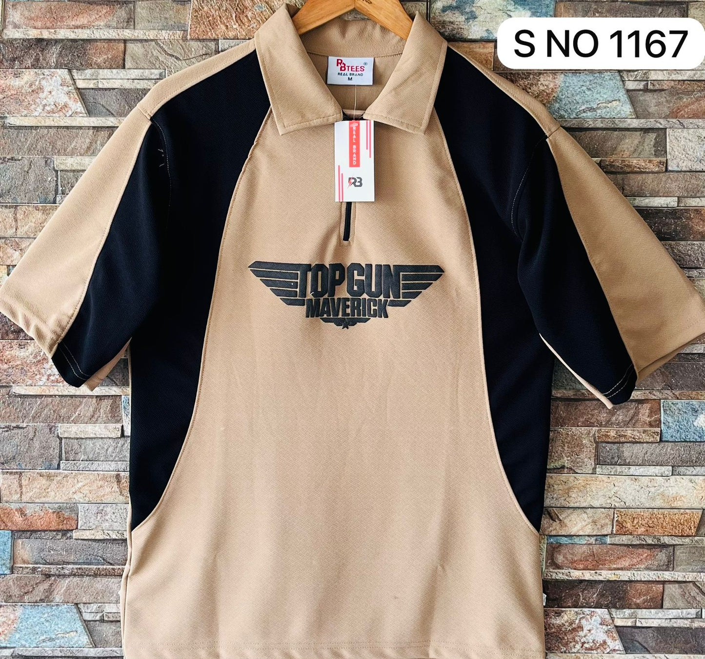 Down shoulder Top Gun printed Tshirt...