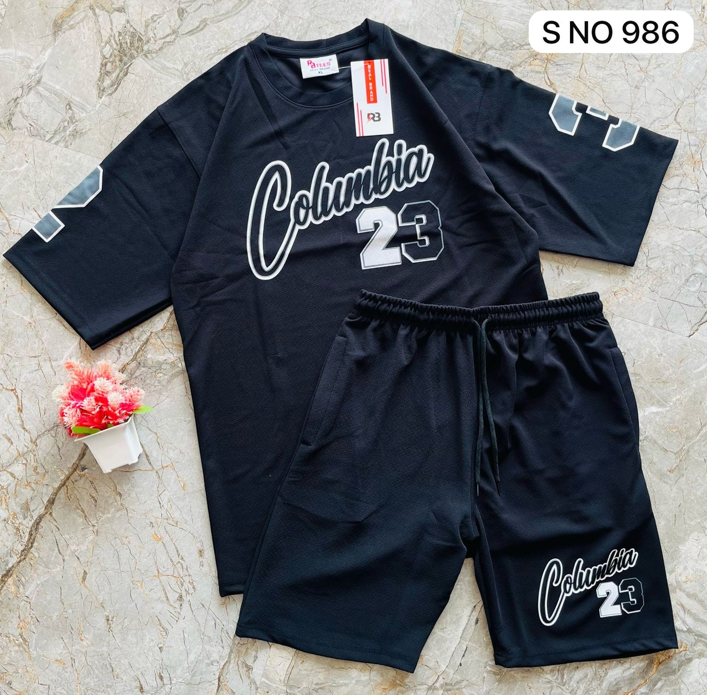 Down shoulder Tshirt and shorts Columbia 23 Set...