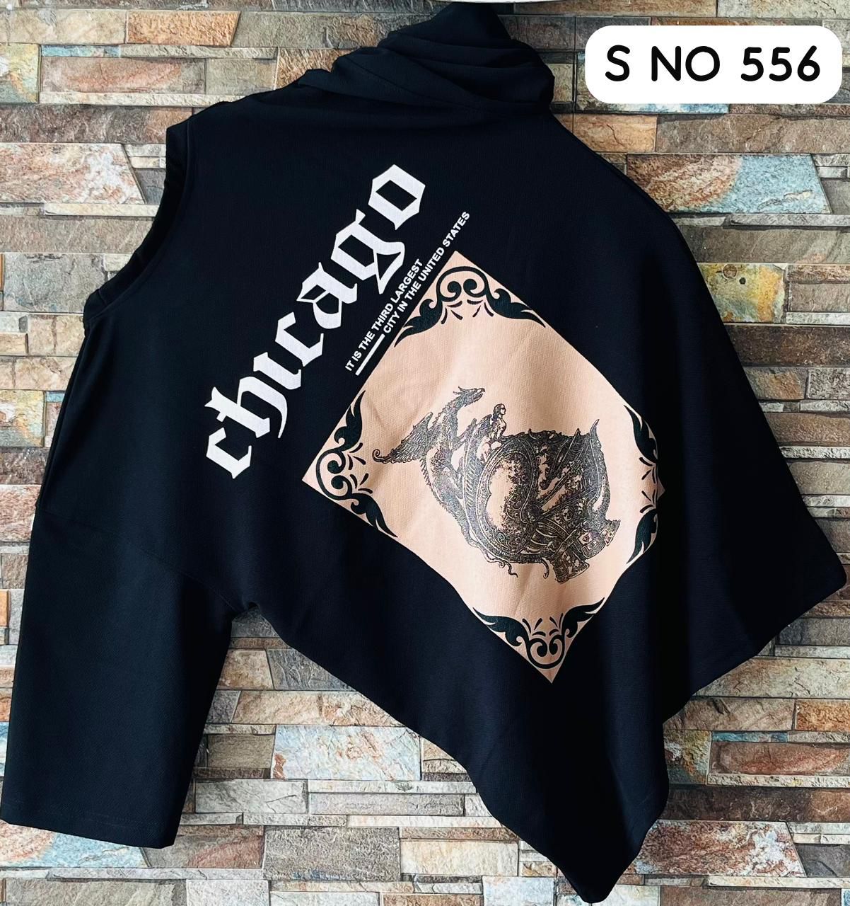 Downshoulder printed T-shirt Chicago black T shirt