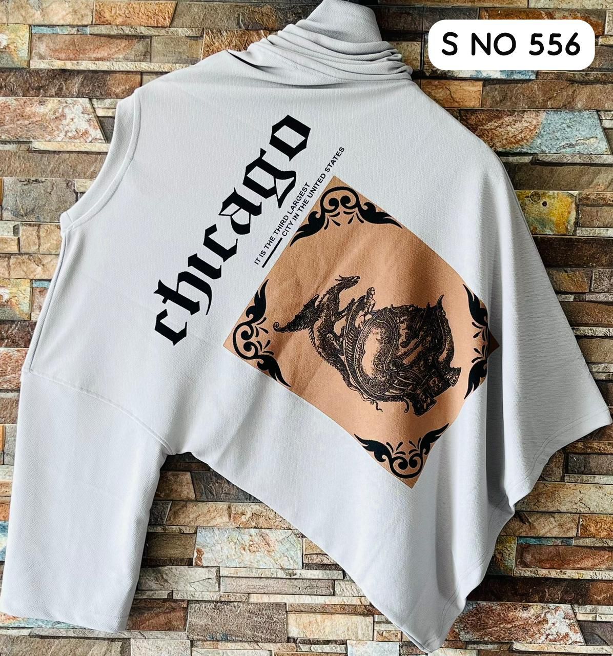Downshoulder printed T-shirt Chicago