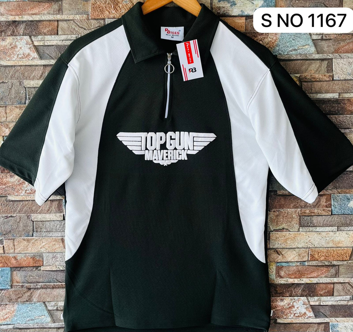 Down shoulder Top Gun printed Tshirt...