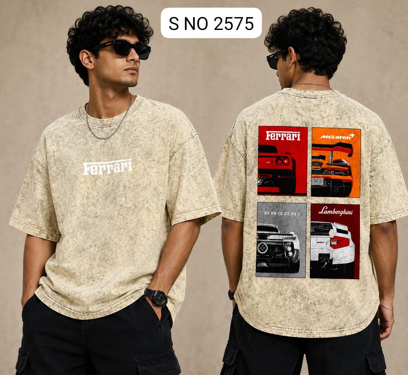 Cream Ferrari motorsport oversized T-shirt
