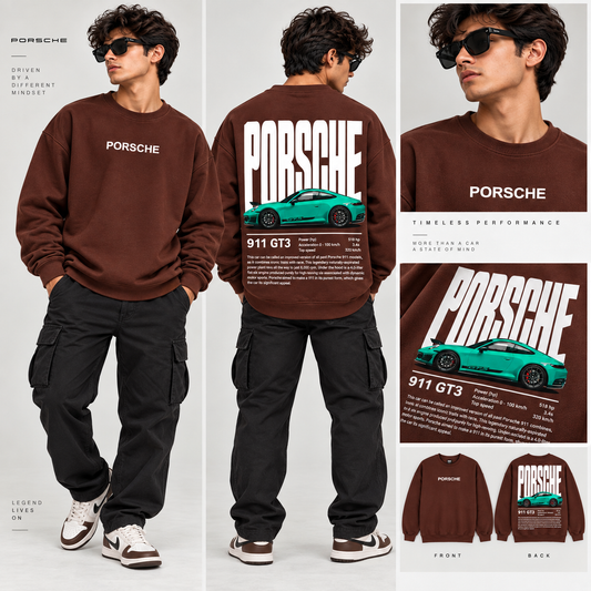 Code 2139 brown Porsche graphic sweatshirt