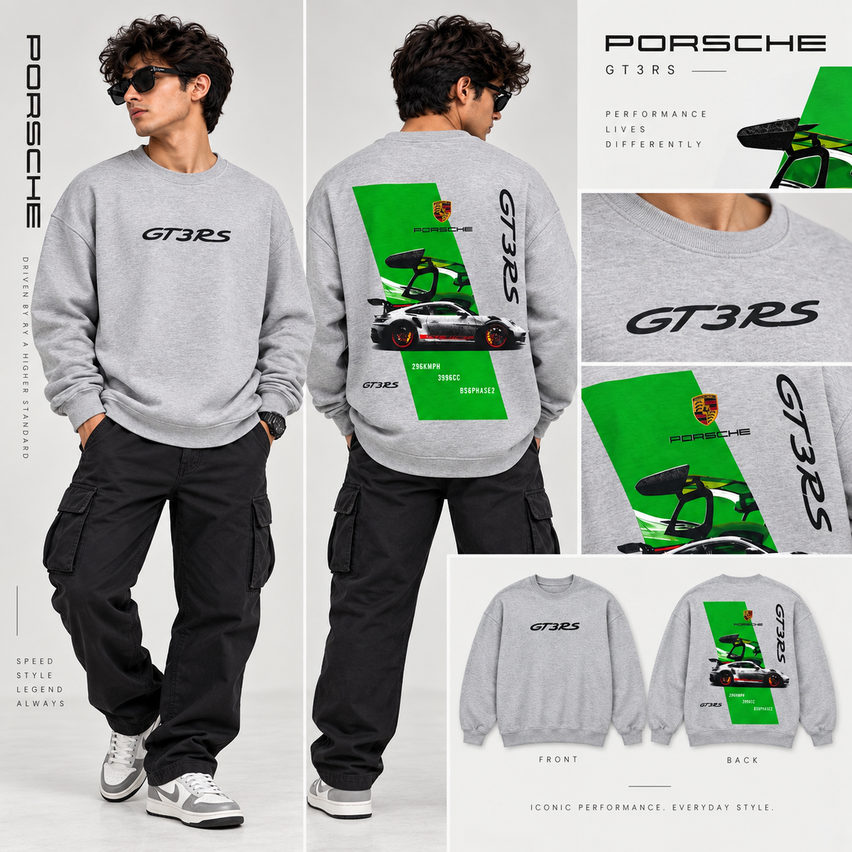 Code 2139 grey GT3RS graphic sweatshirt