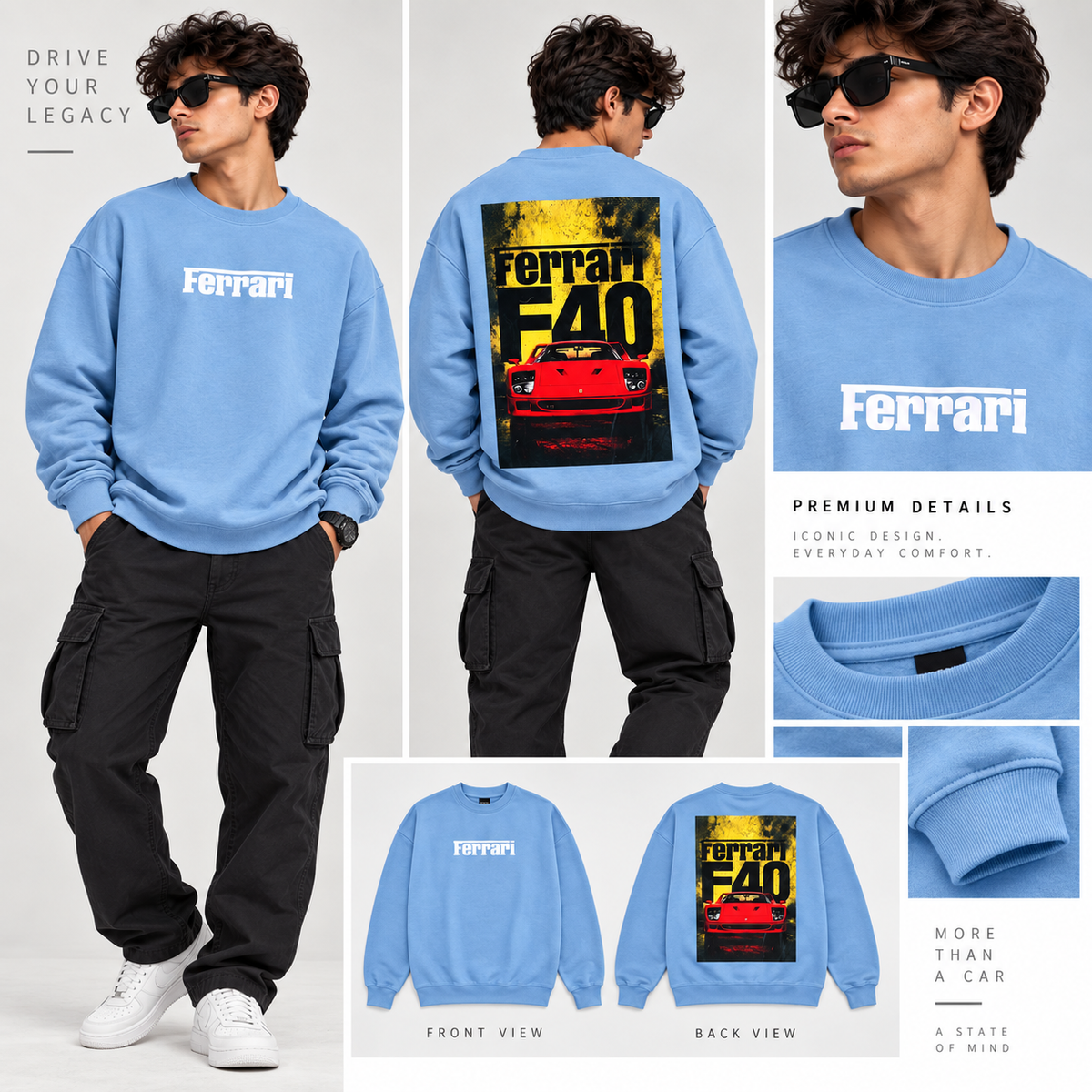 Code 2139 sky blue F40 graphic sweatshirt