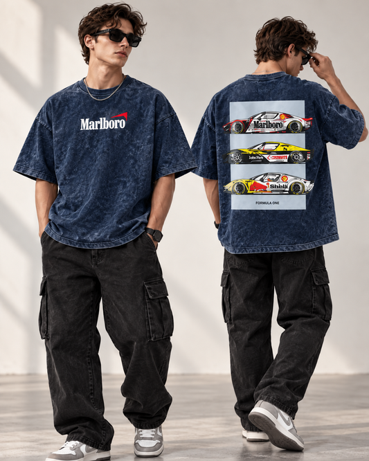 Code 2364 Navy oversized graphic T-shirt front and back