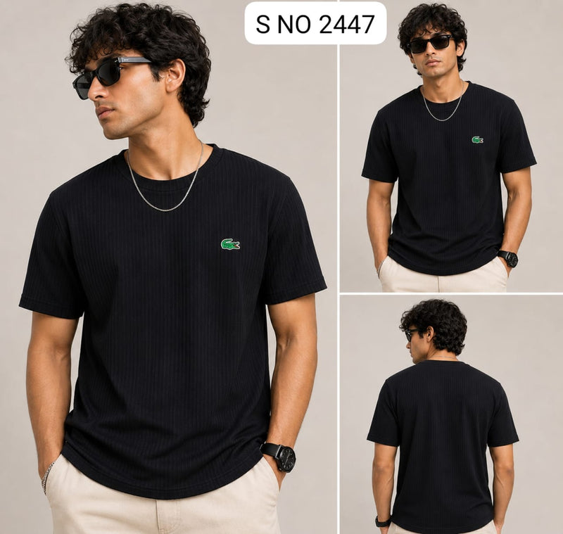 Graph Lycra Ribbed T-Shirt - Black