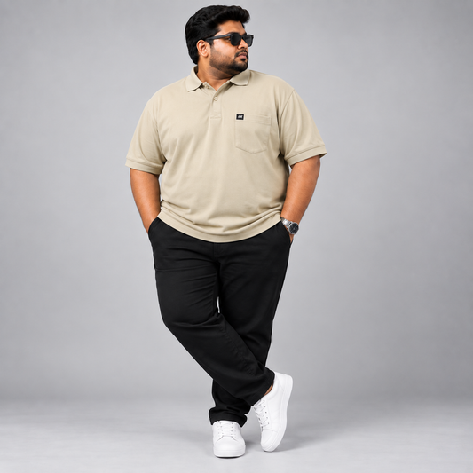 Plus Size Polo T-Shirt Beige 2583