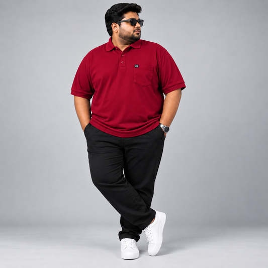 Plus Size Polo T-Shirt Crimson Red 2583