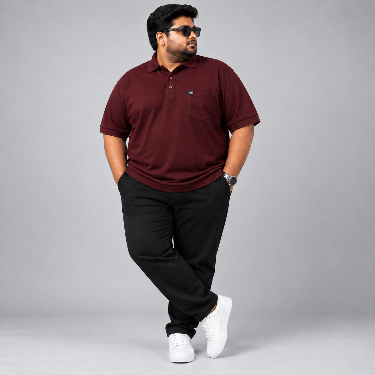 Plus Size Polo T-Shirt Maroon 2583