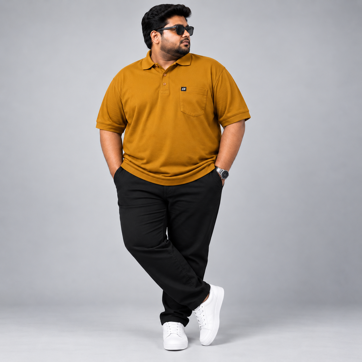 Plus Size Polo T-Shirt Mustard 2583