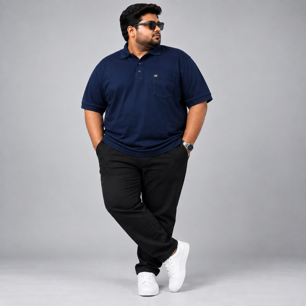 Plus Size Polo T-Shirt Navy Blue 2583