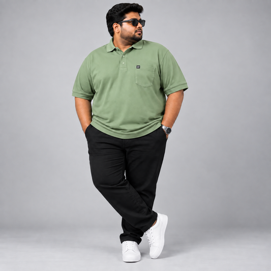 Plus Size Polo T-Shirt Sage Green 2583