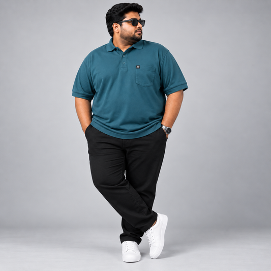 Plus Size Polo T-Shirt Teal Blue 2583