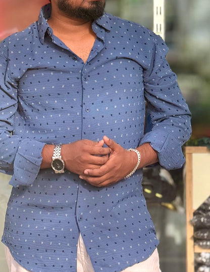 Men's Shirt — Slate Blue Print