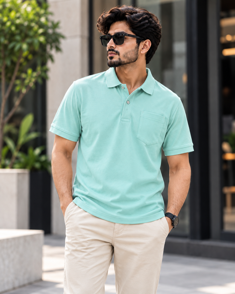 Pocket Polo T-Shirt - Mint Green