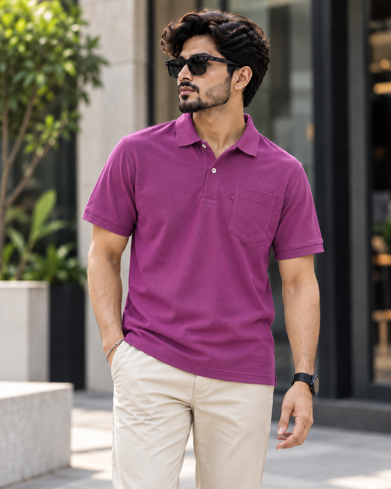 Pocket Polo T-Shirt - Purple