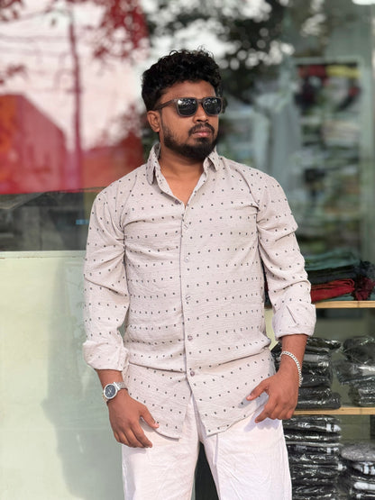 Men's Shirt — Light Grey Print