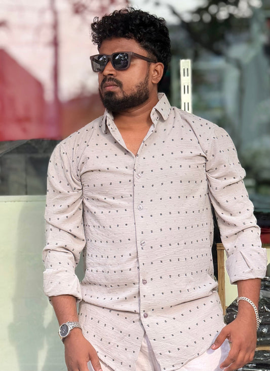 Men's Shirt — Light Grey Print