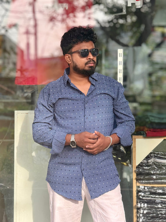 Men's Shirt — Slate Blue Print