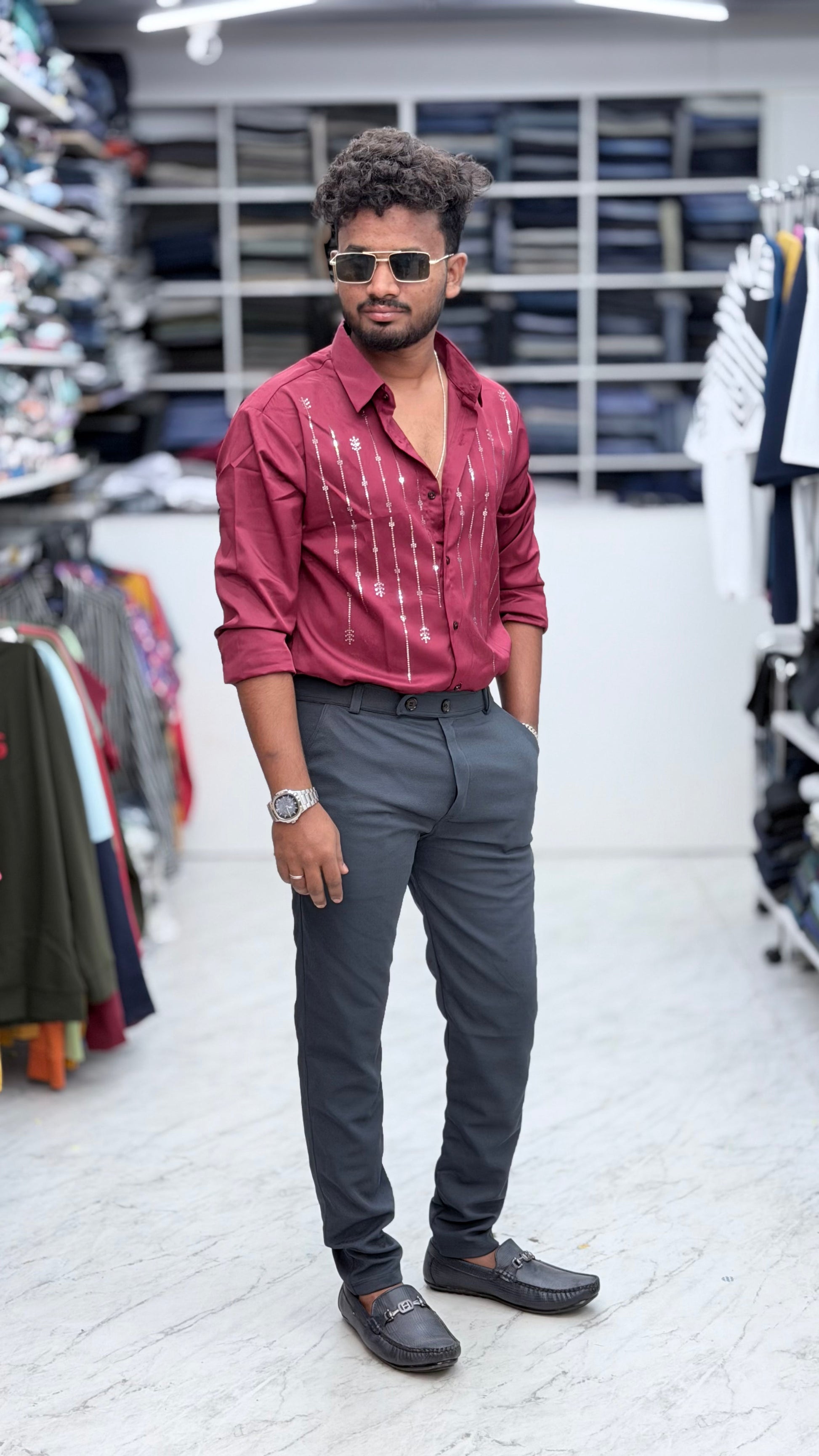 Double Button Pant Dark Grey