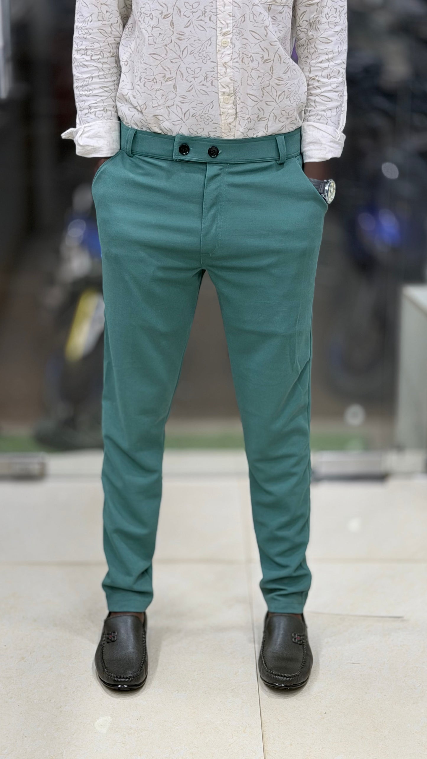 Double Button Pant Green
