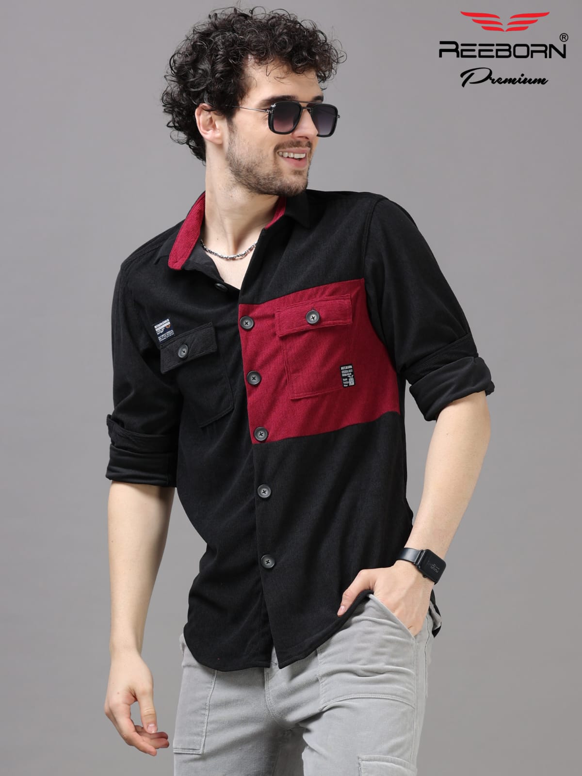 Double pocket printed shirt