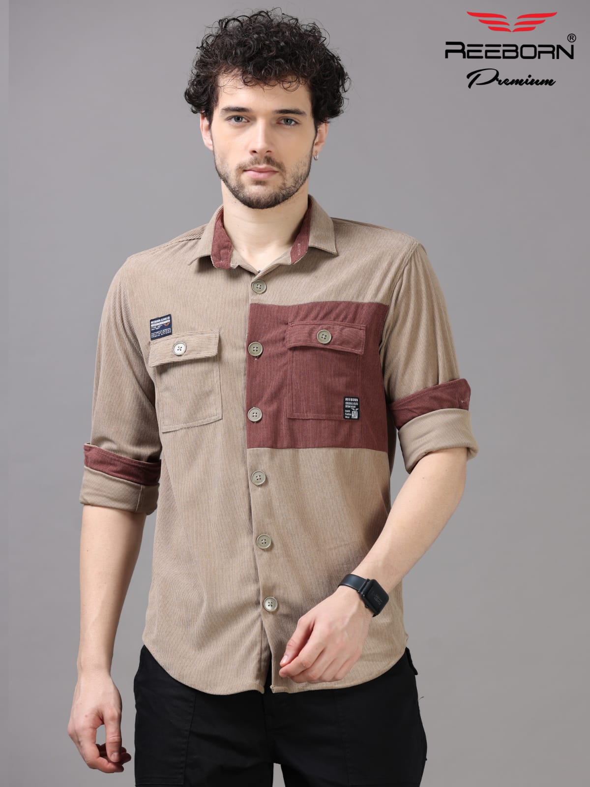 Double pocket printed shirt