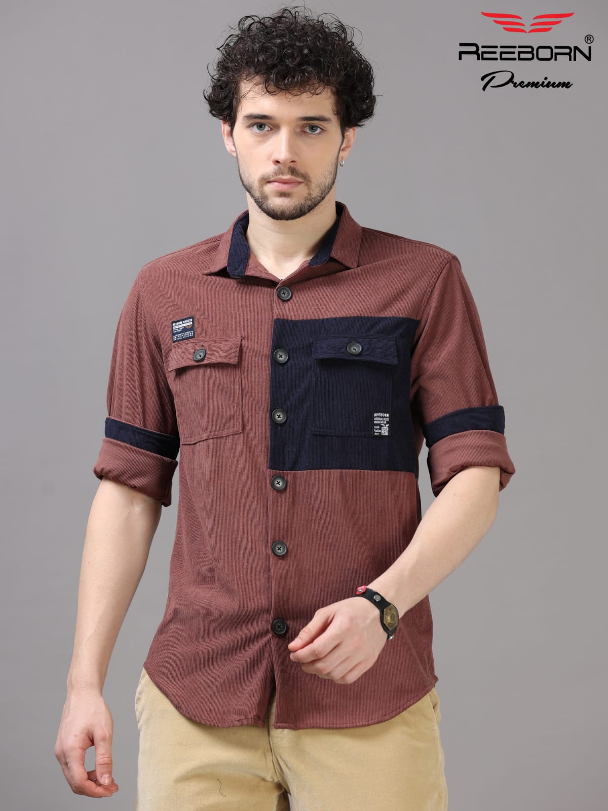 Double pocket printed shirt