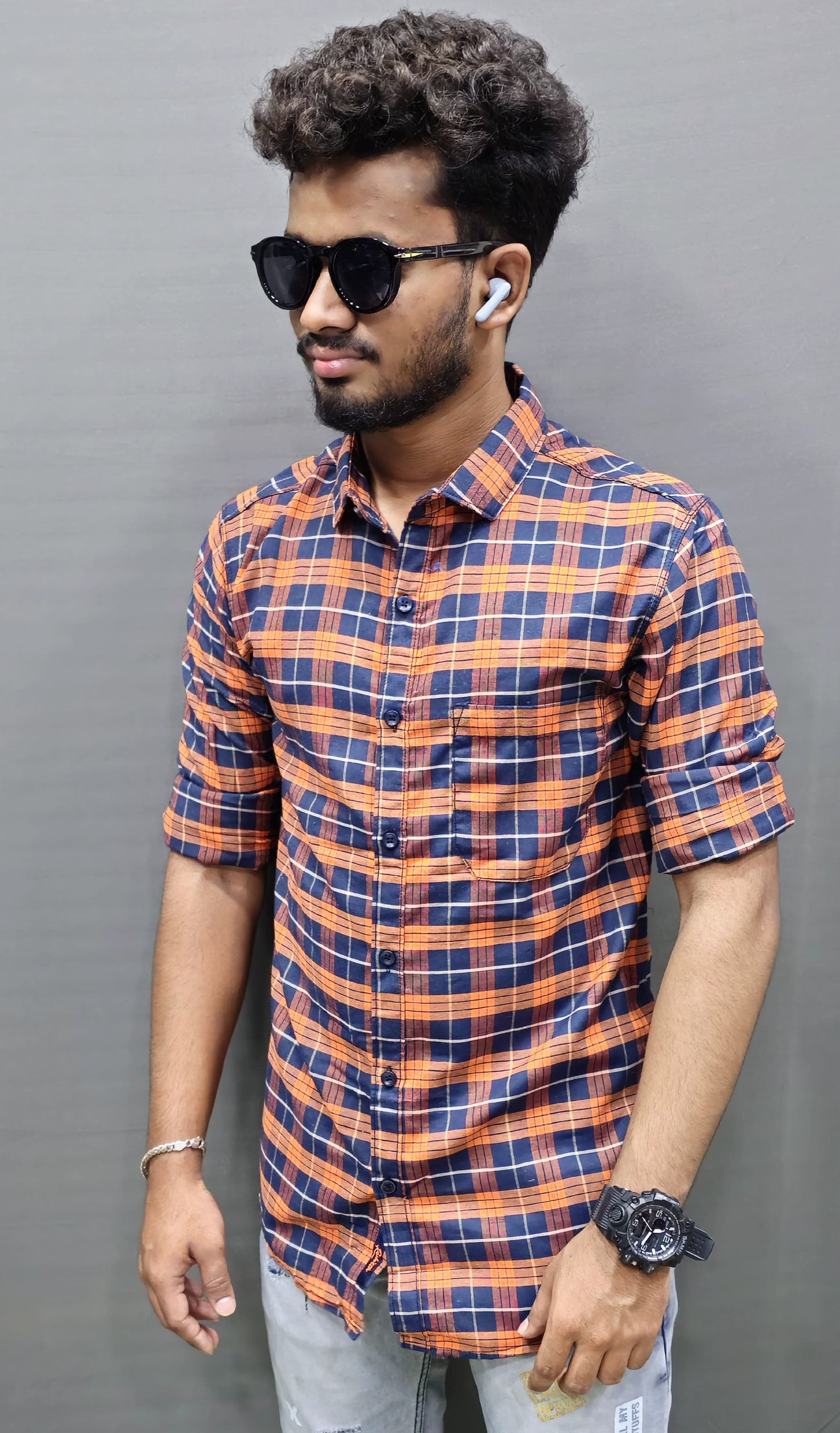 Cotton checked shirt