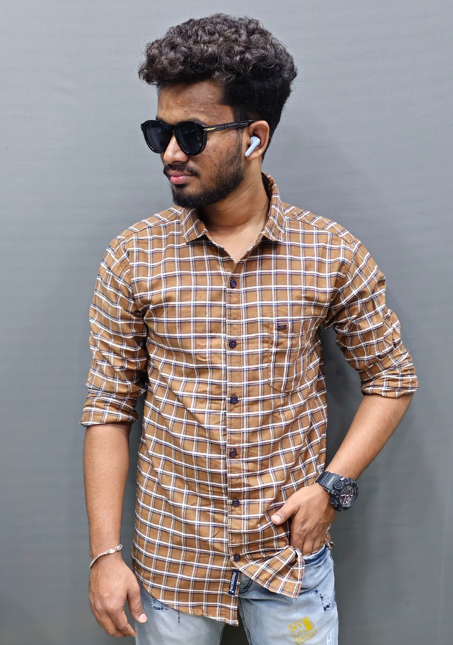 Cotton checked shirt